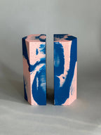 Pink and Blue marbled Bookends